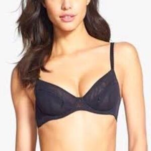 L’Agent Agent Provocateur black Fara sheer mesh zipper detail underwire bra, 36C
